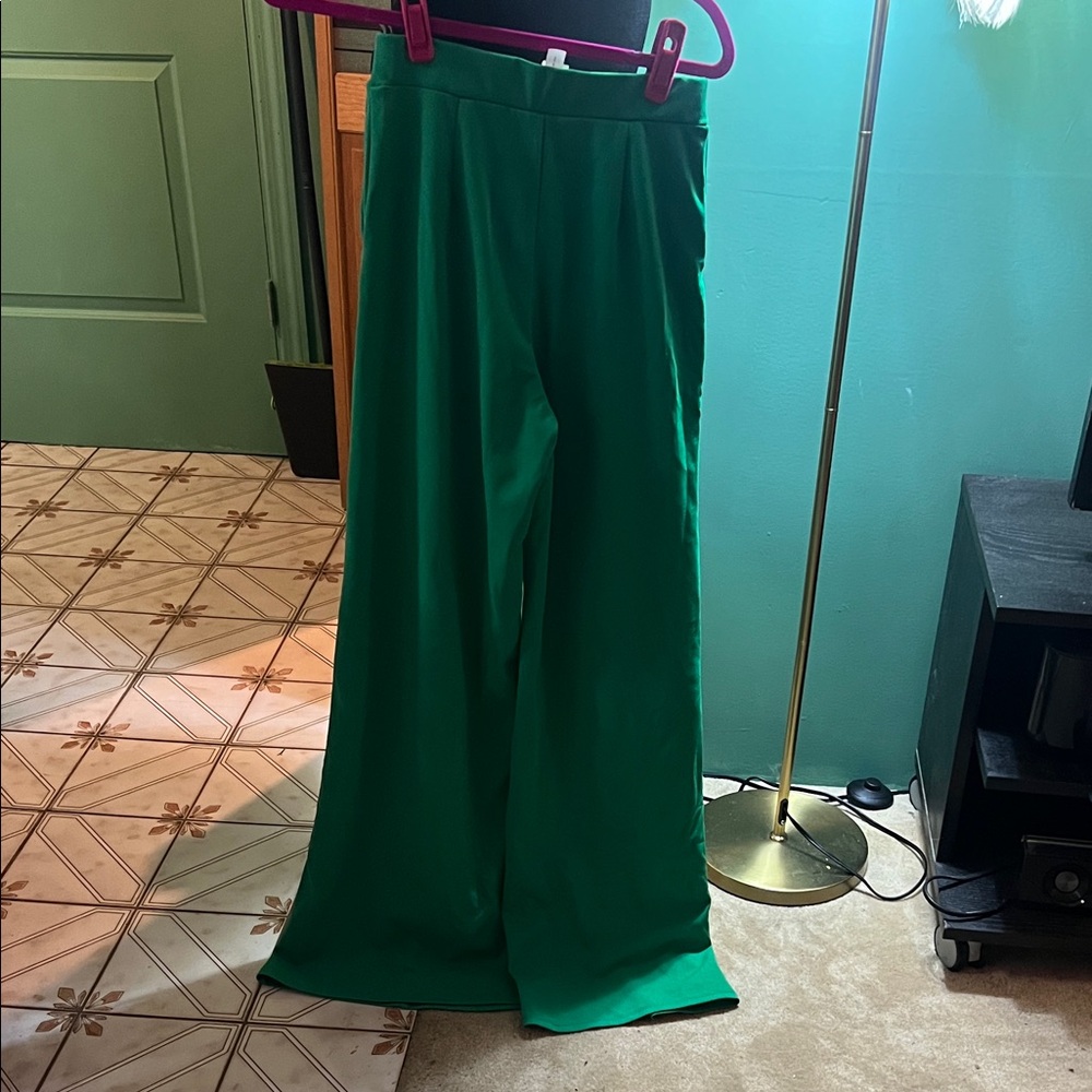 Wide Leg Green Pants